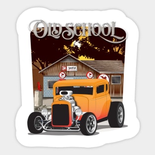 Orange 1932 Chevy 5 Window Coupe Hot Rod Old School Print Sticker